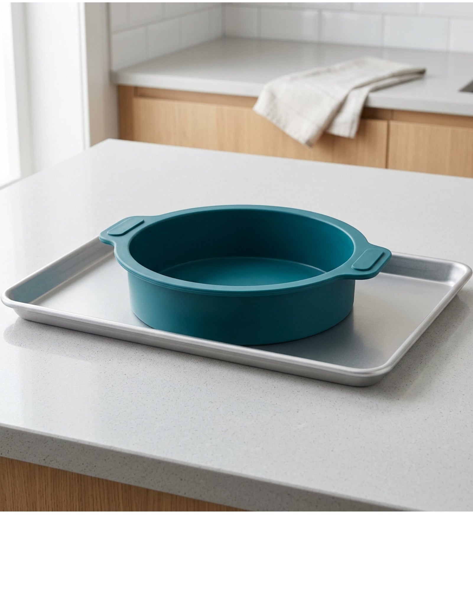 Zomra Round Silicone Cake Mould 20 cm Deep Teal - Lifestyle view