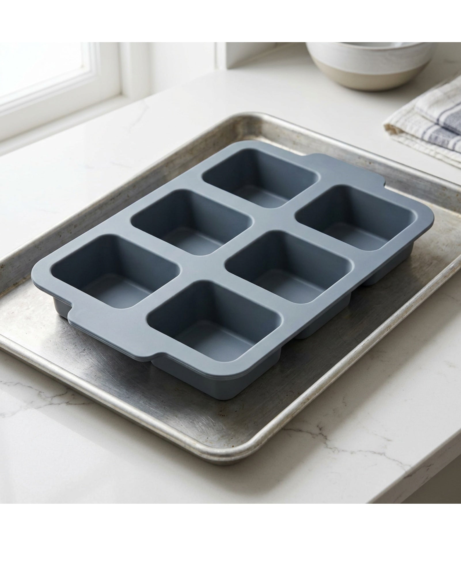 Zomra Silicone Mini Loaf Baking Mould with 6 Cavities Slate - Lifestyle view