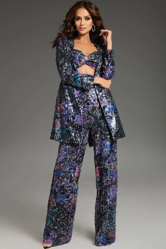 Jovani 25750 Long Sequin Wide Leg Formal Pant Suit