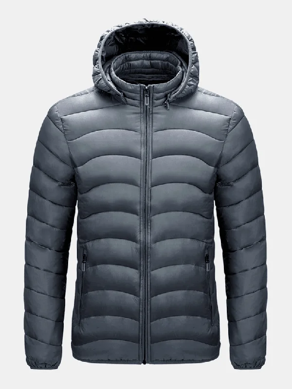 Mens Detachable Hooded Warm Long Sleeve Pocket down Jacket