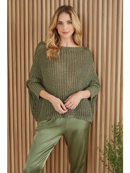 BOATNECK DROP SHOULDER LONG SLEEVE SWEATER