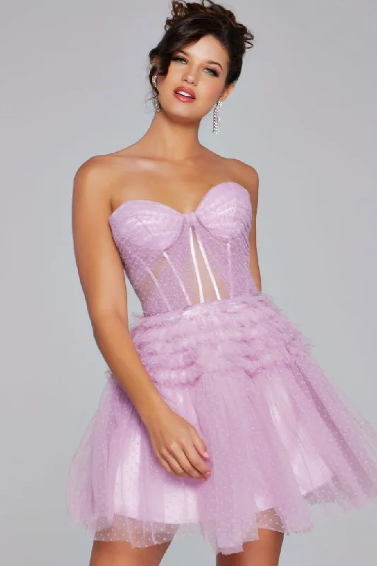 Jovani 40467 A Line Ruched Short Cocktail Dress