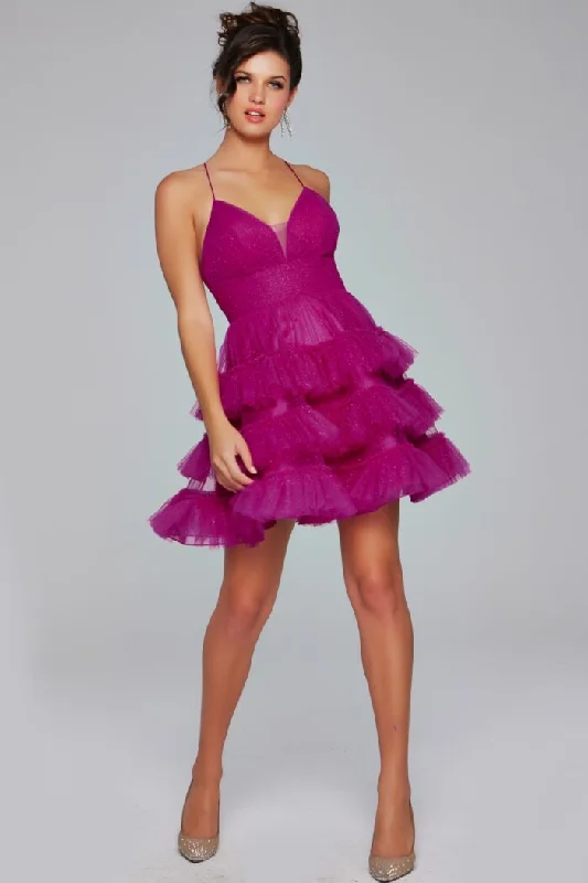 Jovani 39655 A Line Ruffle Short Cocktail Dress