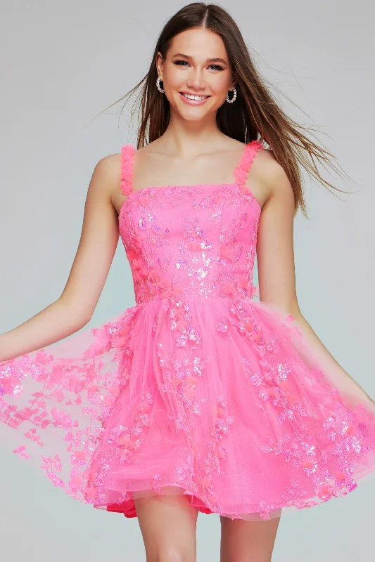 Jovani K39141 Homecoming Short Sequin Floral Mini Girls Dresses