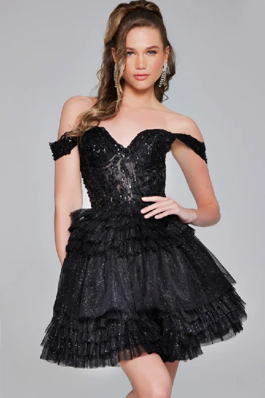 Jovani 40612 Homecoming Beaded Short Layered Cocktail Dress