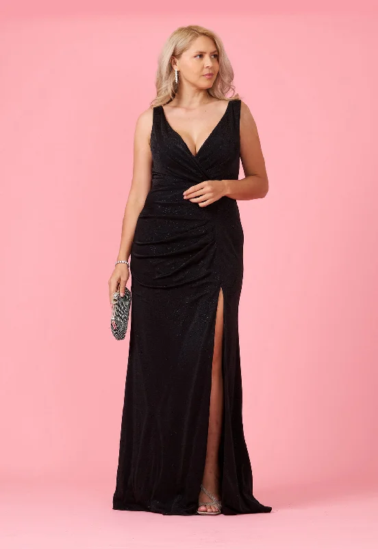 Long Draped Silhouette Plus Size Formal Dress