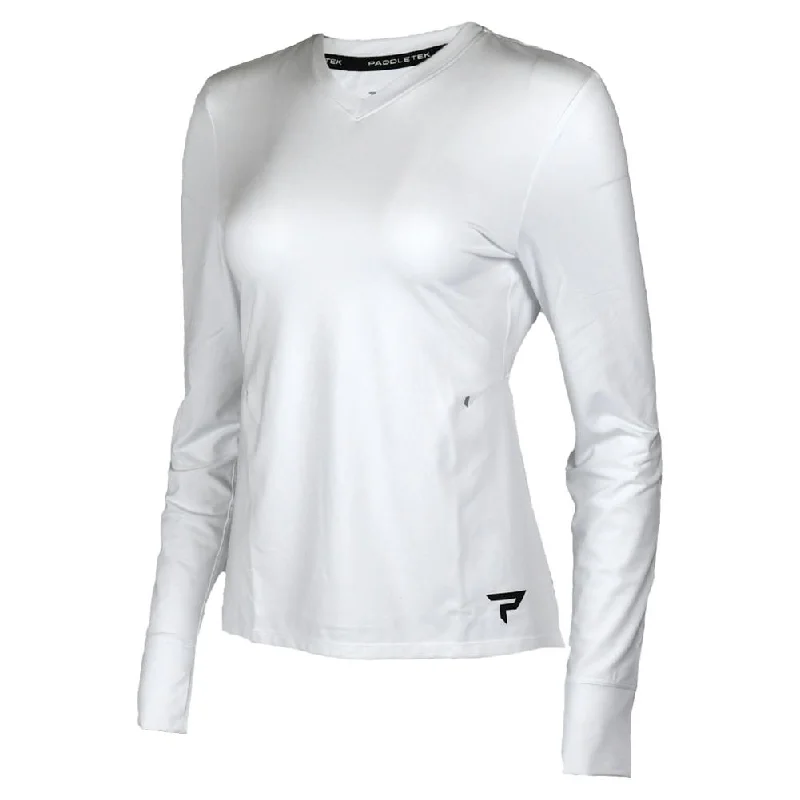 Womens Long Sleeve Performance Tennis Top White and Black