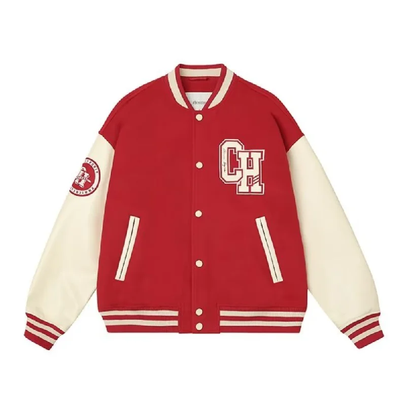 CH Letter Print Varsity Jacket