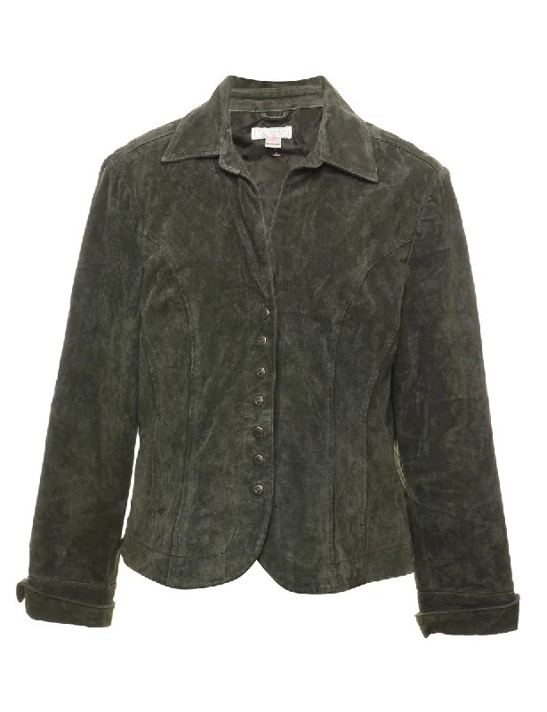 Dark Green Suede Jacket - L