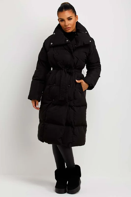 Long Puffer Coat Duvet Style Black