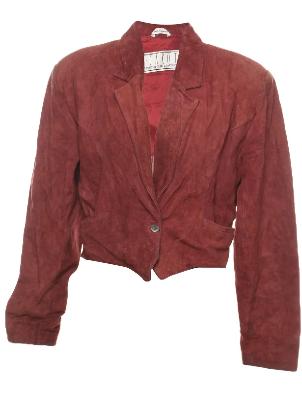 Maroon Suede Fringed Jacket - L