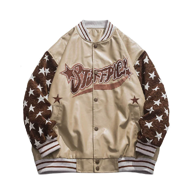 Street Star PU Stitching Varsity Jacket