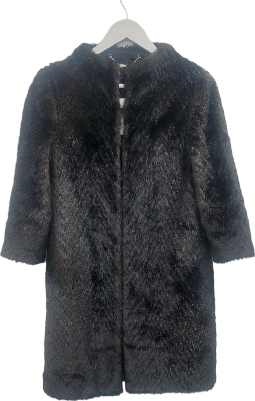 Ted Baker Brown Faux Fur Coat UK XS