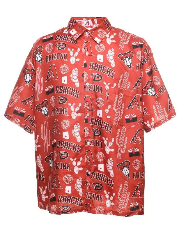 Novelty Print Red Short Sleeved Shirt - XL