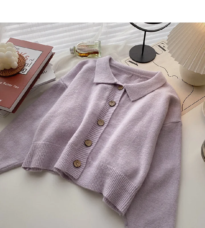 Korean lazy loose long sleeve versatile Lapel top  5879