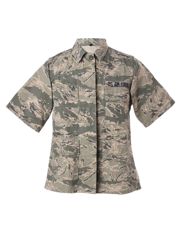 Reworked Short Sleeve Army Shirt - XS