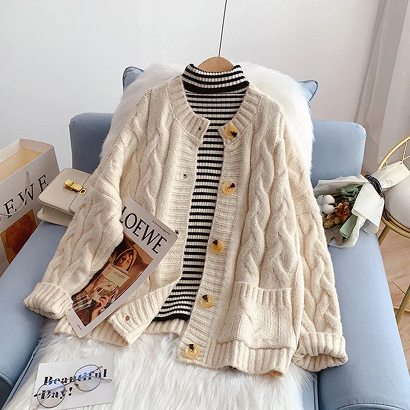 Retro twist sweater coat Korean top  5036