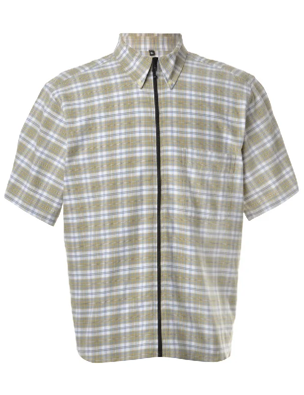 Reworked Nate Short Sleeve Shirt With Zip - XL