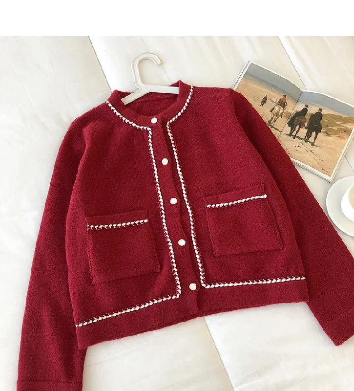 Soft Hong Kong Style crew neck button cardigan  5847