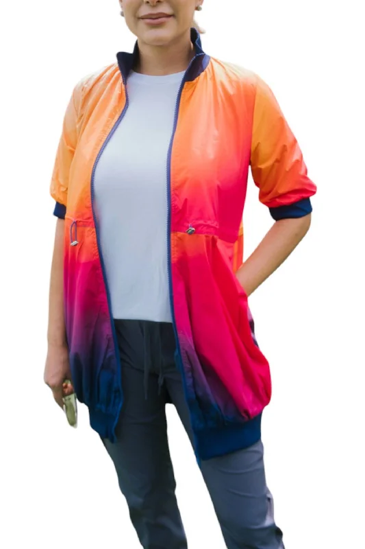 Short Sleeve Athletic Jacket In Sunset Ombre