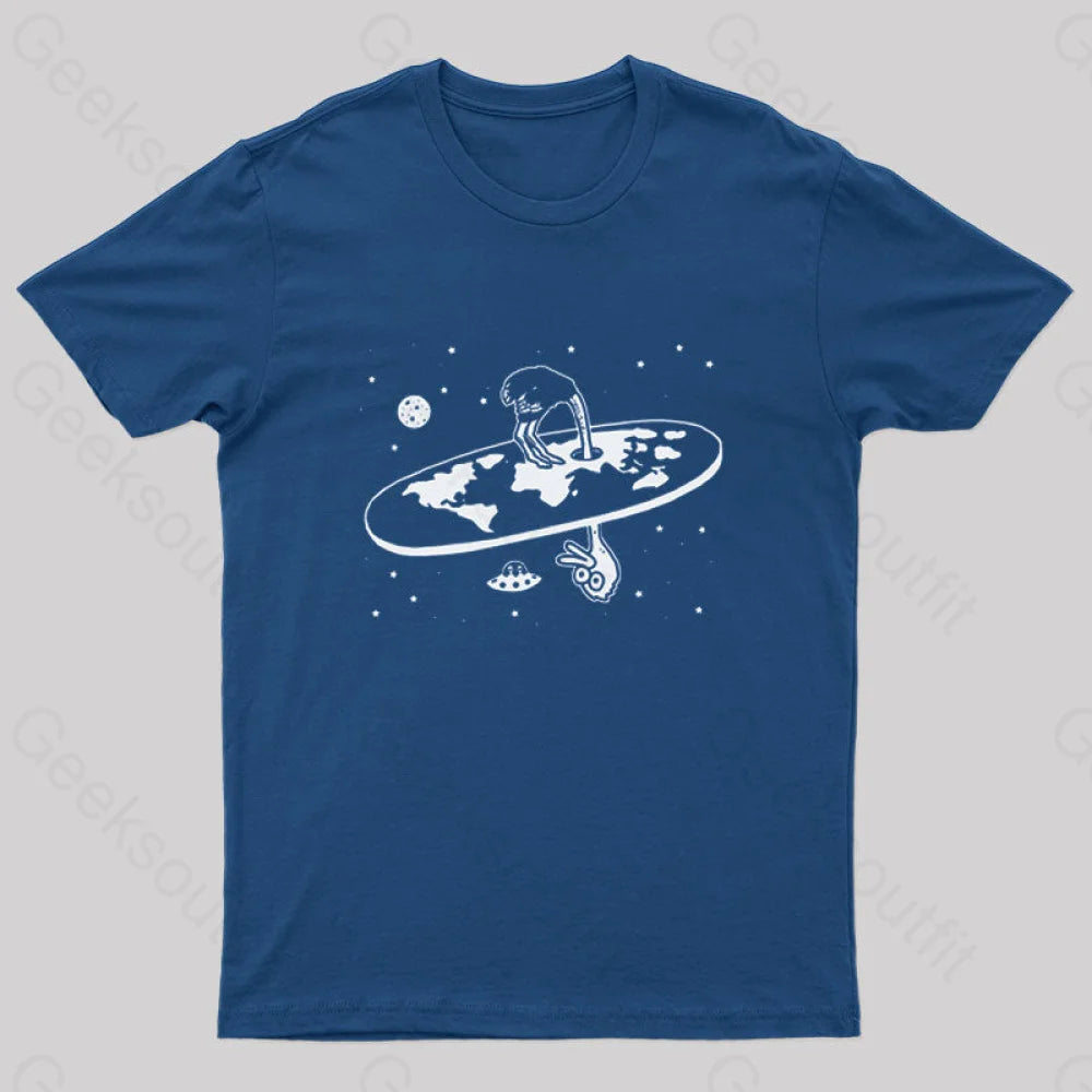 Flat Earth Ostrich Nerd T-Shirt