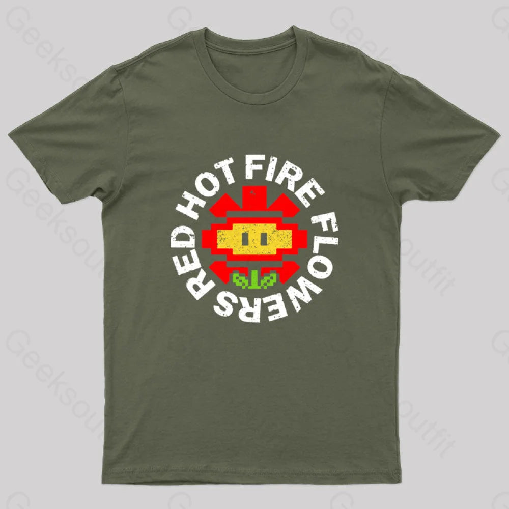 Red Hot Fire Flowers T-Shirt