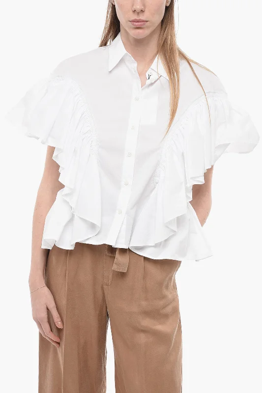 AZ Factory Cotton Shirt with Ruffled Sleeves and Bottom