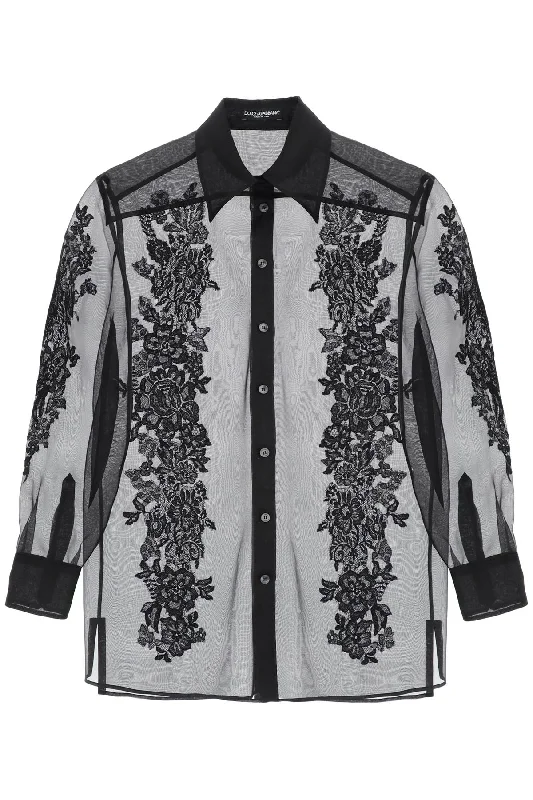 Dolce & Gabbana Women's Organza Shirt With Lace Inserts