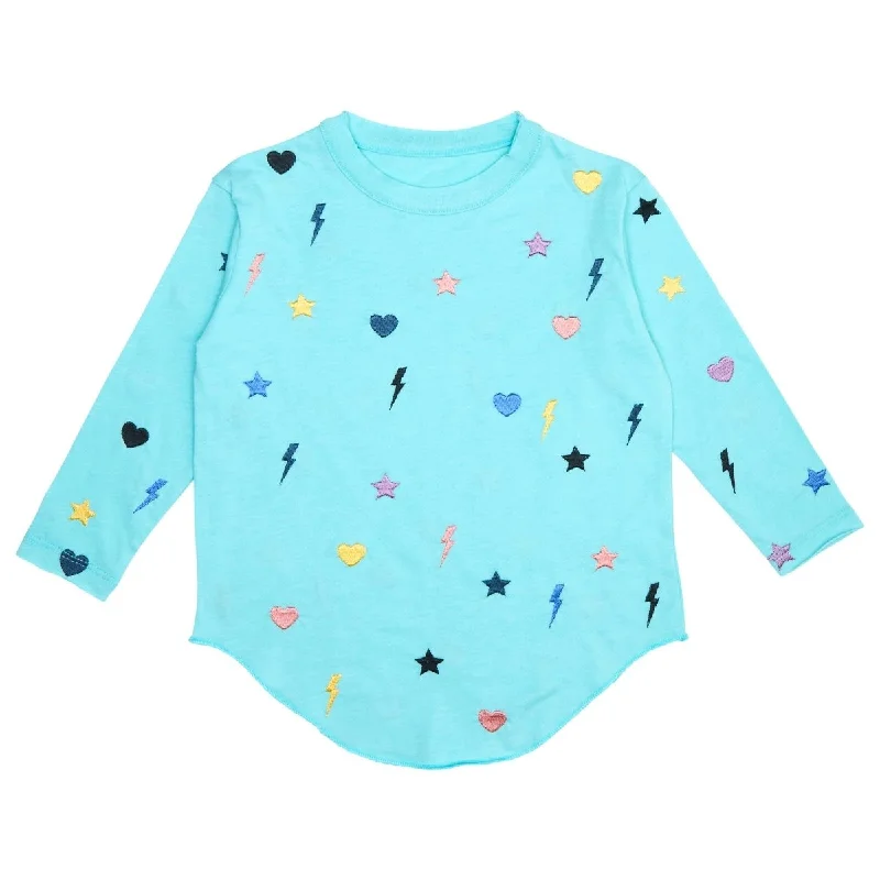 EMBROIDERED STARS & BOLTS LONG SLEEVE TSHIRT