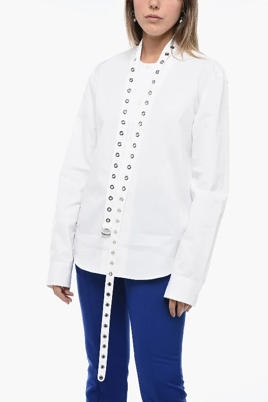 Off-White Popli Shirt with Eyelets Collar