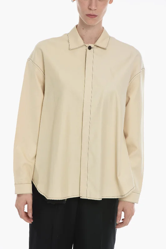 SUNNEI Contrasting Stitching Shirt with Concealed Buttoning