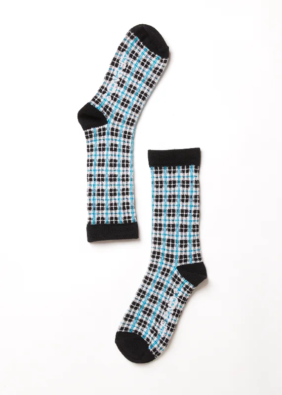 AFENDS Unisex Checkers - Crew Socks - Black