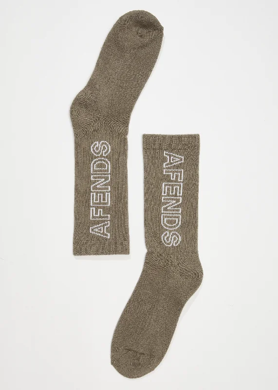 AFENDS Unisex Outline - Crew Socks - Beechwood