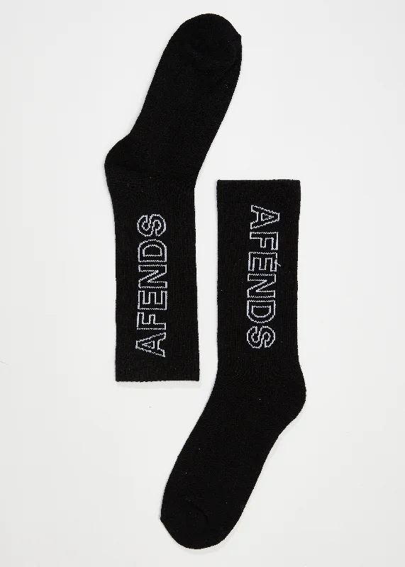 AFENDS Unisex Outline - Crew Socks - Black