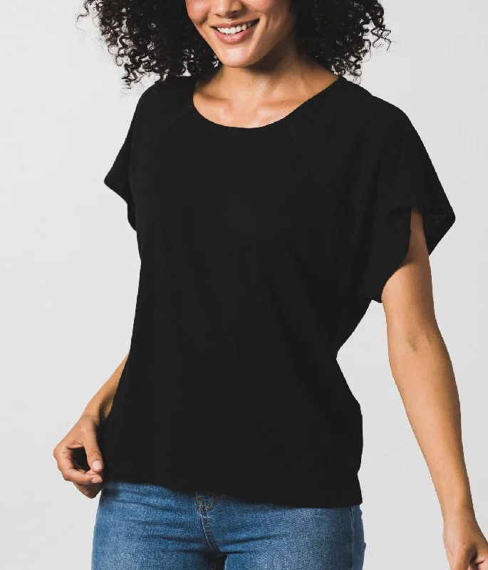 Women's Raglan Crew - Black