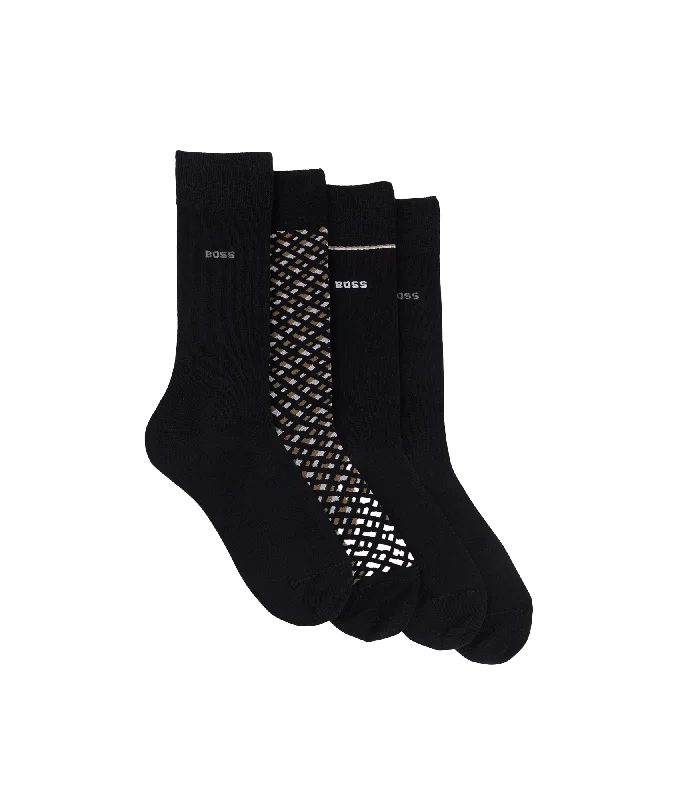 Four-pack of Cotton-blend Regular-length Socks - Black