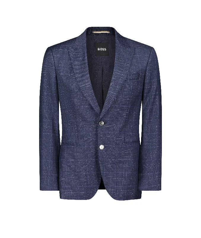 Peak Slim-Fit Suit in Checked Stretch-Wool - Navy