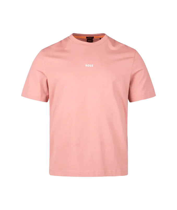 Relaxed-fit T-shirt in Stretch Cotton With Logo Print - Pink