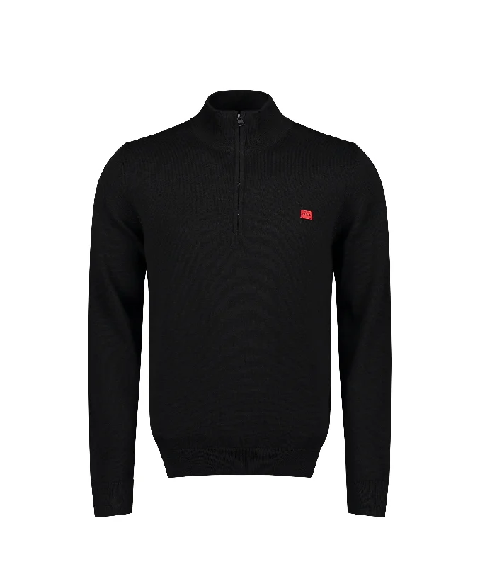 San Quintus Knitted Half-Zip Sweater - Black