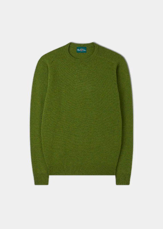 Men's Lambswool Crew Neck Jumper in Moss - Regular Fit