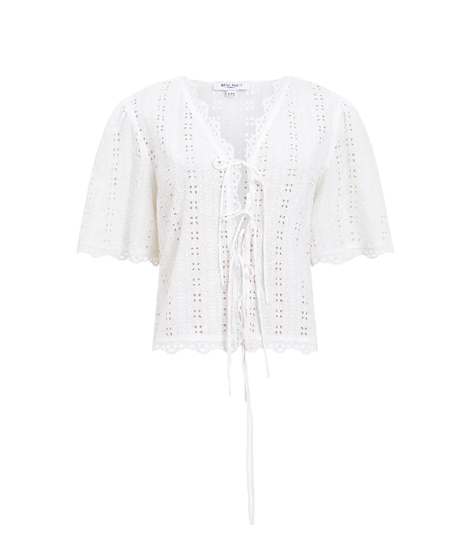 Cadiz Cutout Tie Top - WHite