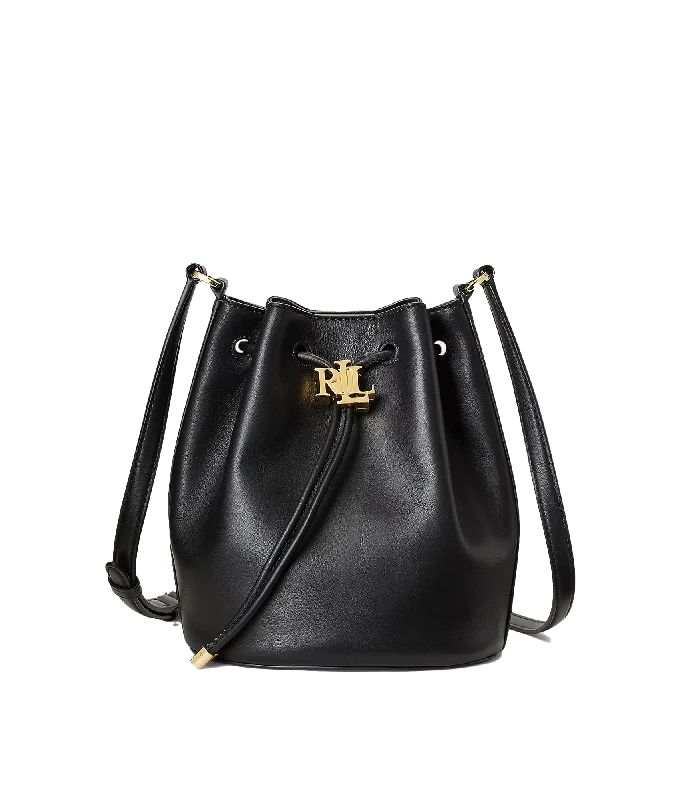 Leather Medium Andie Drawstring Bag - Black