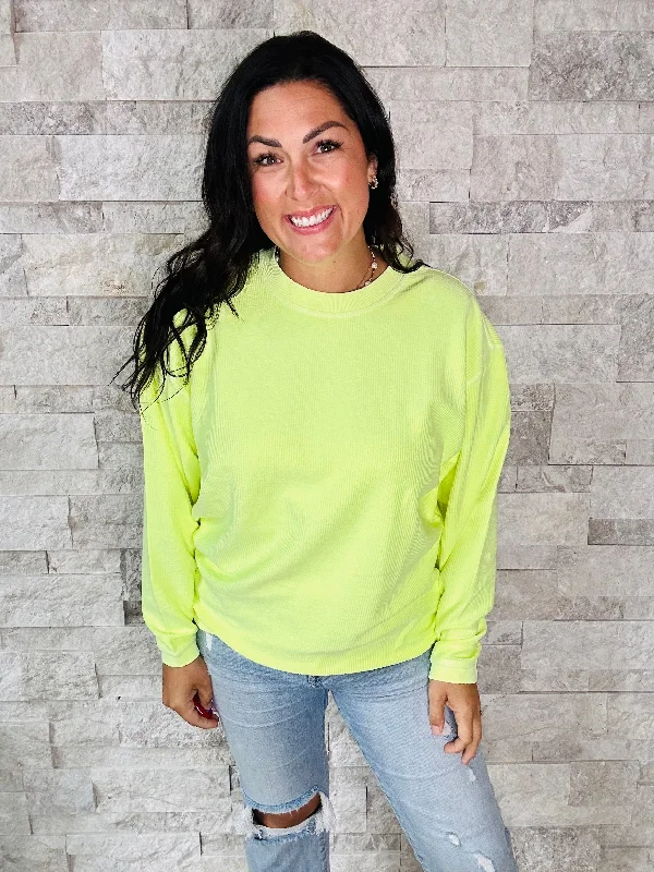 Moon Ryder Luxe Corded Crew in Bright Yellow (S-2XL)