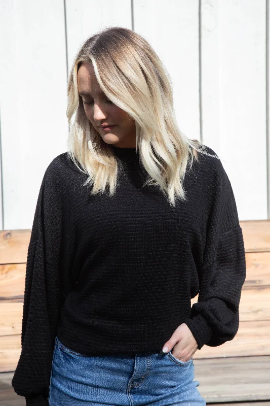 On A Stroll Crew Neck Top, Black | Sadie & Sage