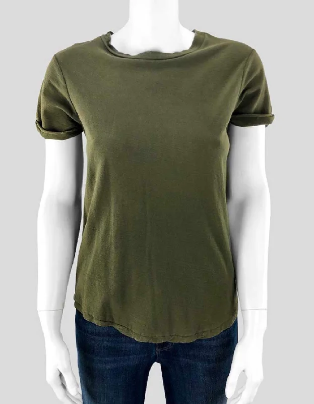 Current Elliott Army Green Crew Tee Woman Small