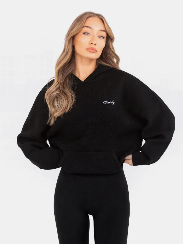 Oversized Knitted Hoodie - Black