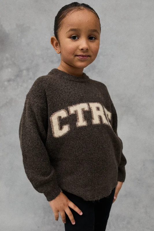 JNR CTRE KNIT SWEATSHIRT - BROWN