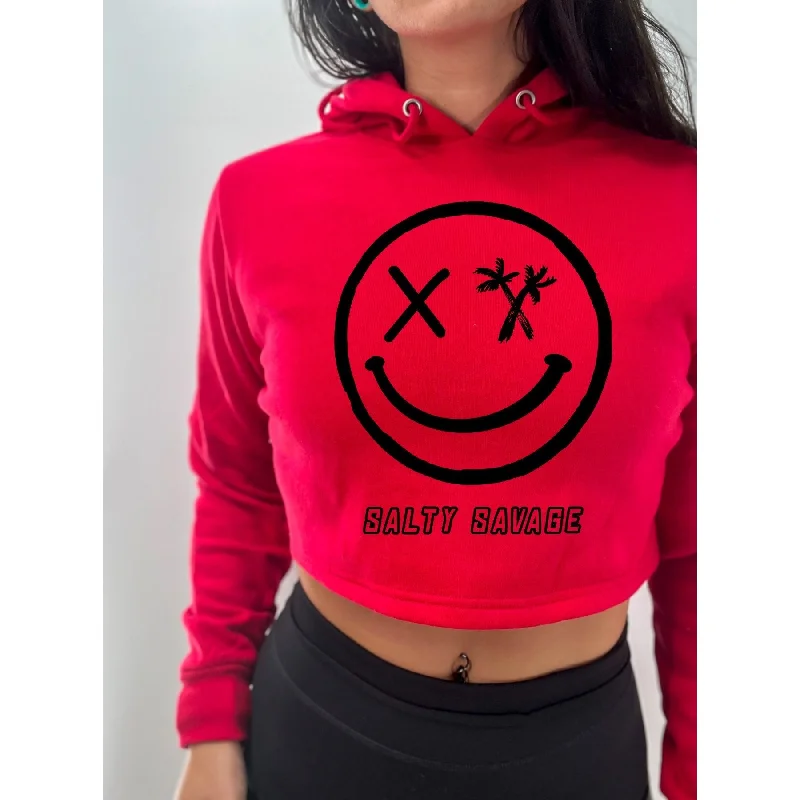 Salty Savage Ladies "Digital Spliced Smile" Cropped Hoodie