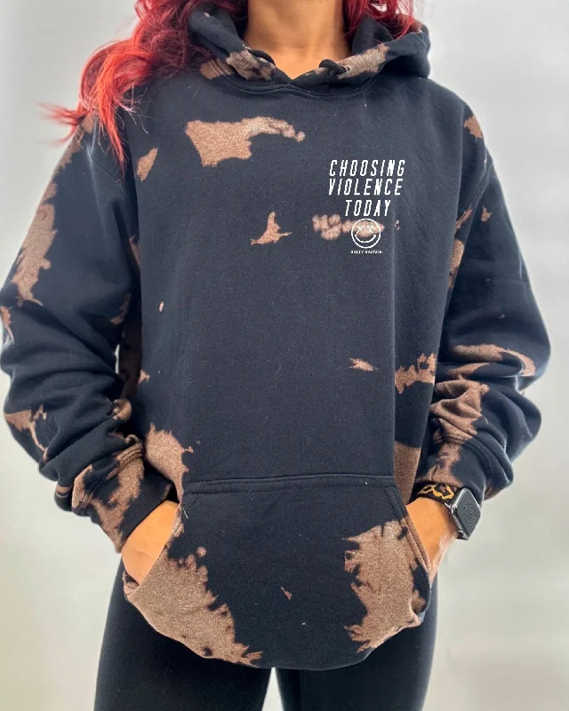 Salty Savage Unisex "Choosing Violence Today" Bleach Washed Hoodie | Basic