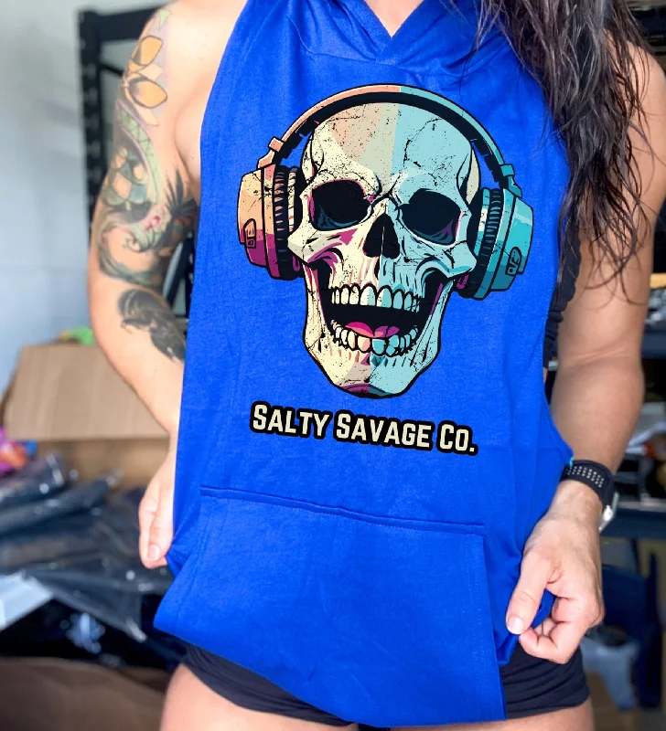 Salty Savage Unisex "DEAD BEATS" Sleeveless Muscle Tank Hoodie